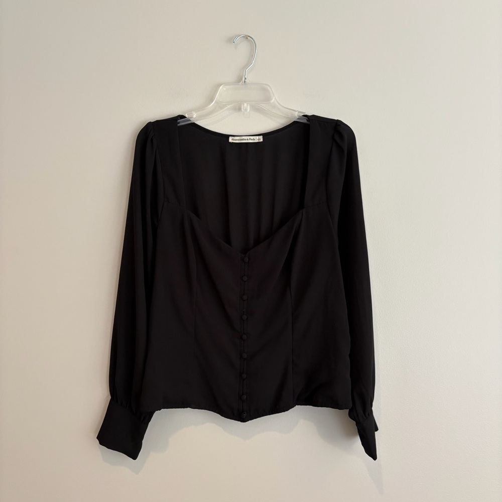 Abercrombie & Fitch Black Button-Up Blouse